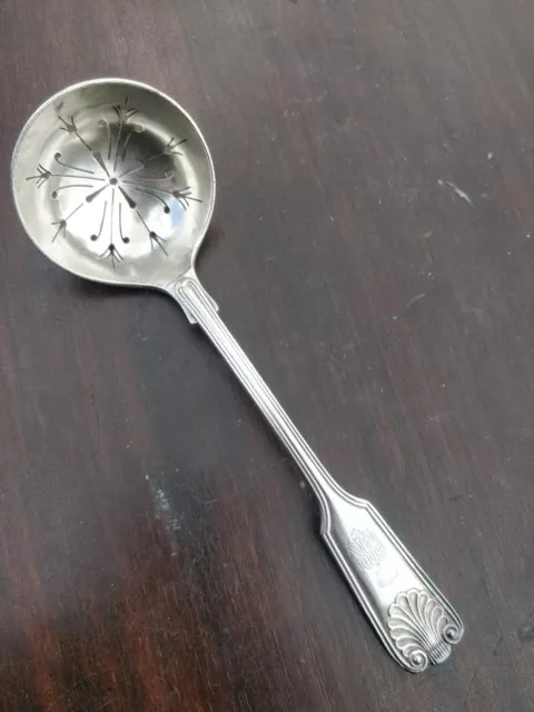 Silver Plated Strawberry Sugar Sifting Spoon, Mappin & Webb Princes plate