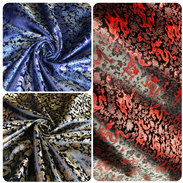 Traditional Chinese Dragon Brocade Fabric 45”wide Dress Upholstery coat jackets