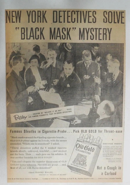 Robert Ripley Sticker OLD GOLD CIGARETTE Ad: Robert Ripley with NY Detectives 1930's 10 x 15 ...