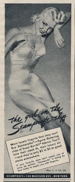 Magazine Ad - 1944 - Seamprufe Slips - World War II  - (#1)