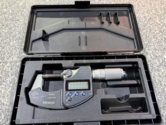 Mitutoyo No. 293-344 IP-65 Coolant Proof Micrometer 0-1" .00005"