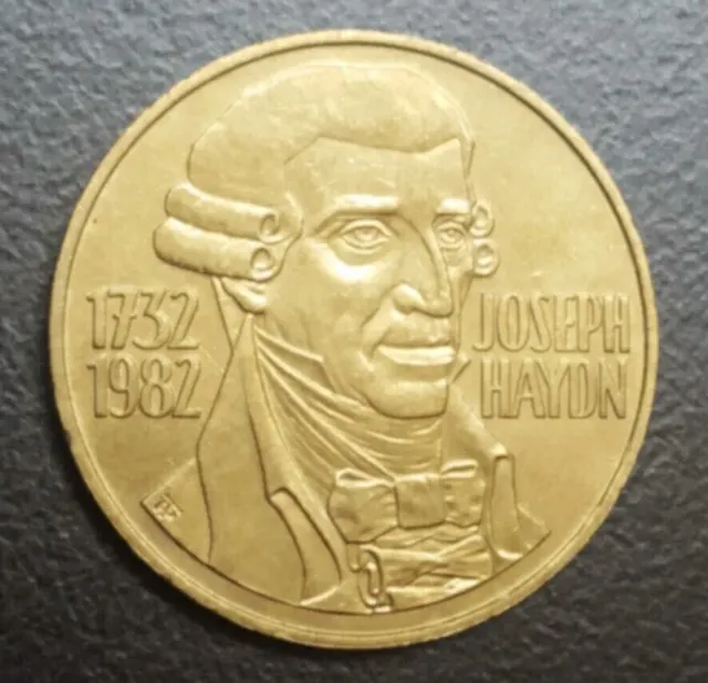 1982 Austria 20 Schilling Au Unc Vintage Coin Joseph Haydn Km 2955.1