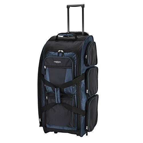 ROLLING DUFFLE BAG Multi-Pocket Upright Suitcase Rivera Blue 30" TRAVELERS CLUB