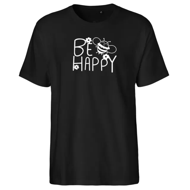 Herren T-Shirt Be Happy Biene Geschenk Idee Souvenir Geburtstag Weihnachten Polo