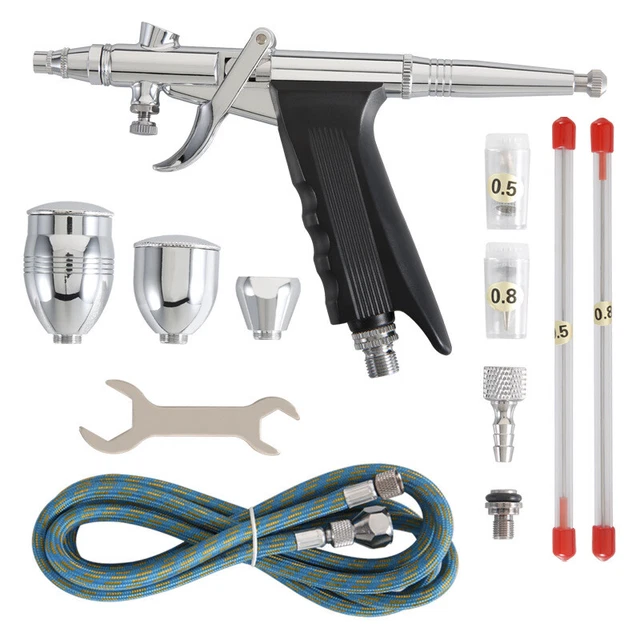 Juego de aerógrafo pistola pulverizadora Dual Action Gravity Airburhs 2cc 5cc 13cc 0,3/0,5/0,8 mm