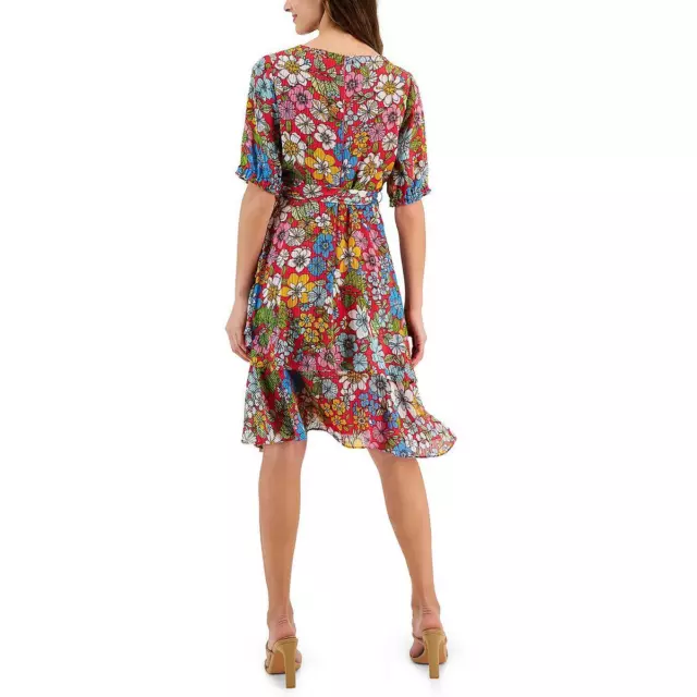 Tahari ASL Womens Floral Short Shadow Stripe Mini Dress Petites BHFO 8760 2