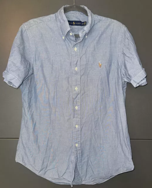 Polo Ralph Lauren Short Sleeve Shirt Blue Chambray Size Medium