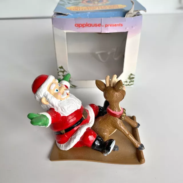 Rudolph Red Nosed Reindeer W/Santa On Sled PVC Figure 50th Applause Presents Vtg