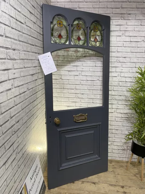 PERIOD VICTORIAN DOOR - FRONT ENTRANCE ANTIQUE RECLAIMED - Coloured Leaded Glass