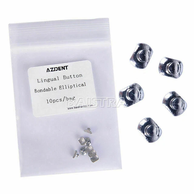 10pcs Dental Orthodontic Bondable Lingual Buttons Elliptical Mesh Base AZDENT