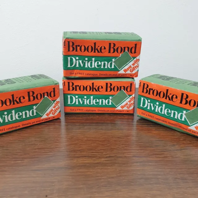 4x Vintage 1970s CO-OP Brooke Bond Dividend Tea Full Packet Shop Display Unopen