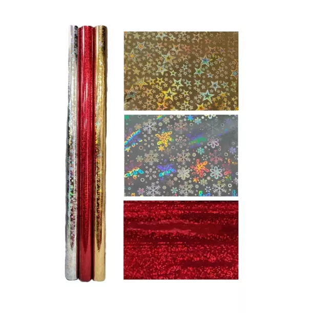 1X2M CHRISTMAS FOIL Wrapping Paper Roll Plain Metallic Gift Wrap