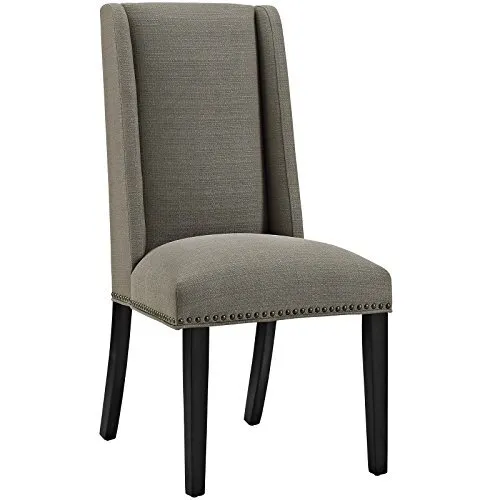Modway MO- Baron Modern Tall Back Wood Upholstered Fabric, Dining Chair, Granite