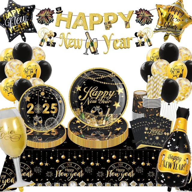 Umoni 2025 Silvester-Party-Leckerli-Boxen – 12 Stück, Schwarz-gold, 16,3x9,4x9,1 Cm, Für Süßigkeiten & Snacks