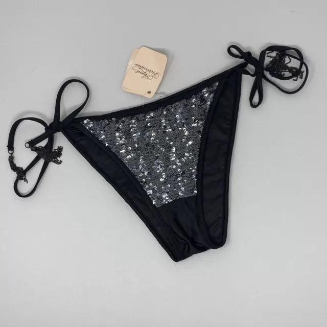 Agent Provocateur Zonia Black Silver Bikini Bottom AP2 Small NWT