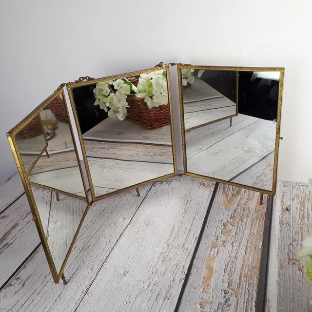 Miroir barbier tryptique Argenté Métal/Verre