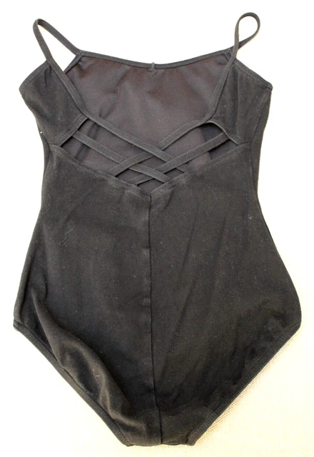 Capezio BLACK STRAPPY LEOTARD sz 8 10 Girls Dance Tap Jazz Ballet Leo Medium M