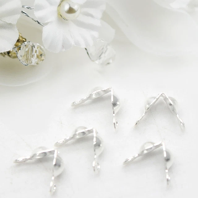 200pcs/pack Bead Covers Lustrous Long-lasting Open Clamshell Fold-over Bead Tips