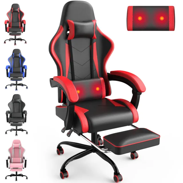 Gaming-Stuhl Rückenlehne Massagegerät Ergonomischer Gaming-Stuhl mit Fußstütze