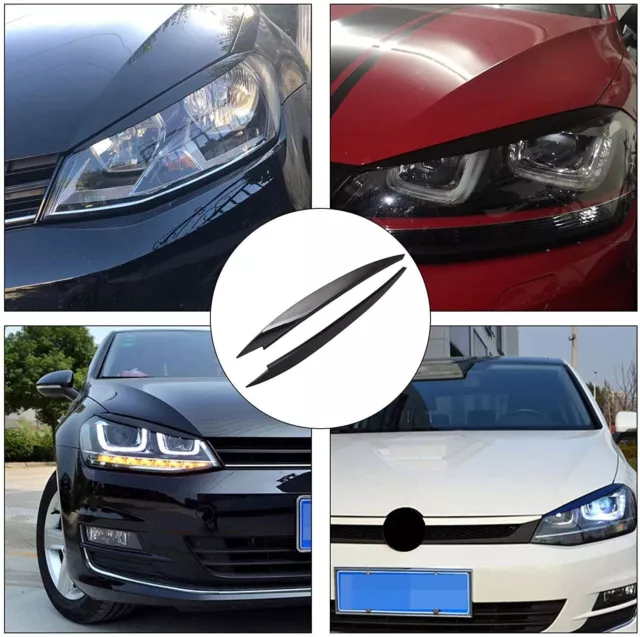 For VW Golf MK7 Golf R GTI GTD Gloss Black Headlight Eyelid Eyebrow Cover Trim L