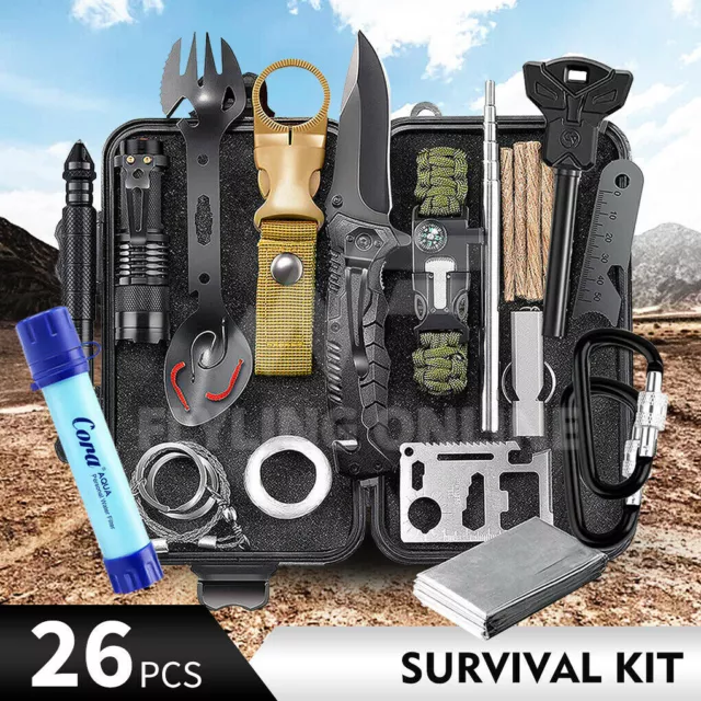 Emergency Survival Equipment Kit Outdoor Filter Tactical Hiking Camping SOS Tool