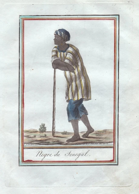 Gravure Ancienne Originale Congo Afrique Esclave Costumes Tracht, 1780