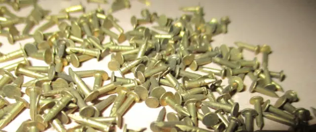 150--1/4” SOLID BRASS BRAD NAILS #18 Escutcheon pins, just under 1/8" flat head 3