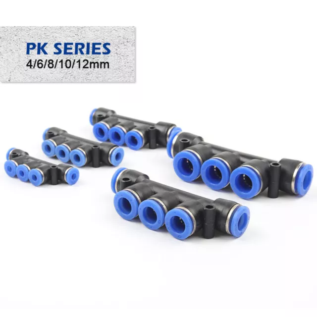 10 Pcs 5 Way PK Push to Connect Fittings 4 mm-12 mm Plastic Air Hose Connector