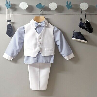 Baby Boy Blue White Outfit Smart Wedding Baptism Suit Christening 0m - 4yrs