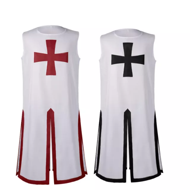 MEDIEVAL MEN CRUSADER LARP Red Cross Cloak Cosplay Templar Knights ...