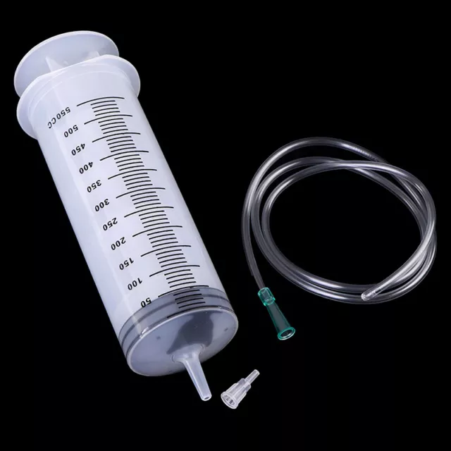 500ml CC Syringe injector Clear Plastic Large Disposable Syringe with Hose T#DC 3