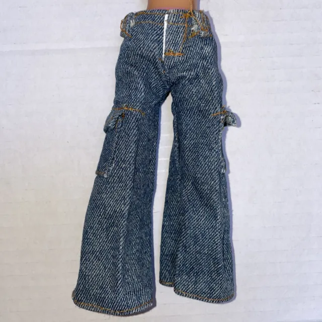 Bratz Doll clothes JEANS  pants blue denim trousers pockets flared wide leg 2