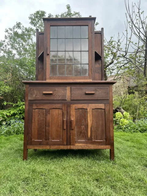 Antique Arts & Crafts Oak Bookcase Drawers Sideboard Cupboard Dresser