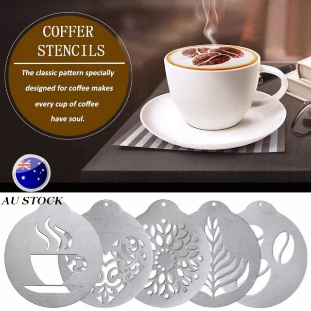 5 pcs Coffee DIY SS Steel Art Pen Needle Coffee Latte Barista Template Stencils