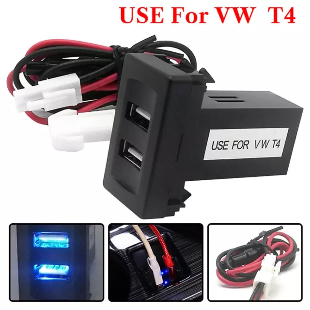 Auto Dual USB Ladegerät Buchse Rot Licht Einbau-Steckdose 2.1A Für VW T4  Modelle