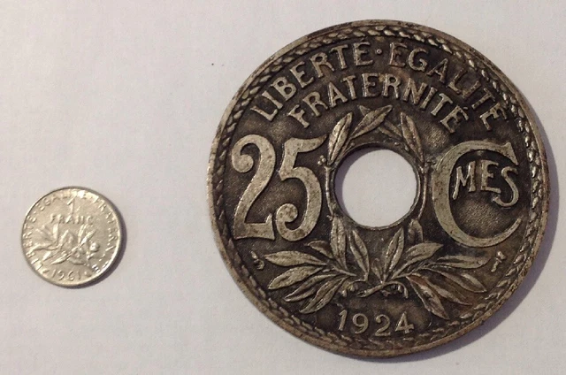 MÉDAILLE SOUS-VERRE (DIAMÈTRE 8cm) type pièce 25 centimes 1924 France