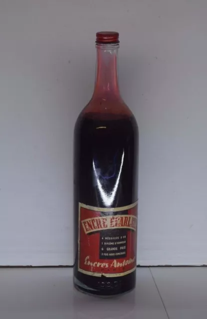 Vintage Ink Bottle Ancienne Bouteille D Encre Antoine Paris Rouge Ecar De Chine