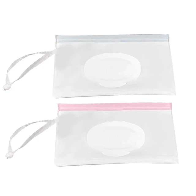 2pcs Travel Baby Wipes Pouch Portable Wet Wipe Dispenser Bag Reusable for Travel