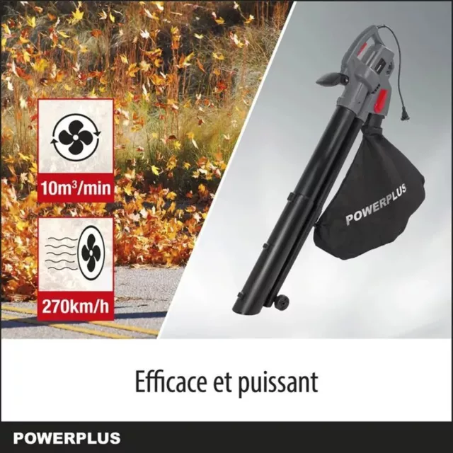 Aspirateur Souffleur de Feuilles à 3300 W Soufflage Jusqu’à 270 km/h 3