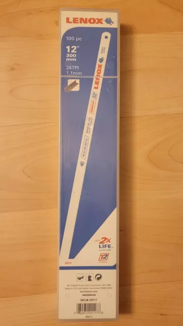 Lenox Hacksaw Blades 12"  300 mm 24TPI 1,1 mm Bi-metal 100 pcs pack USA Made NEW