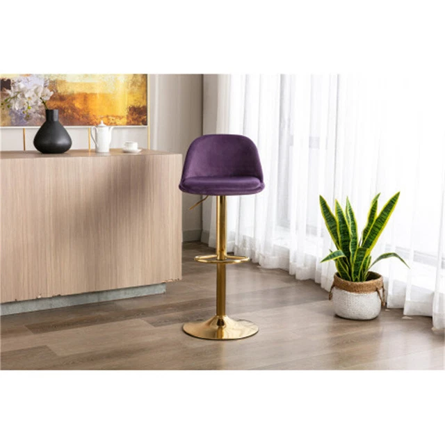 New 12 Colors Velvet Bar Stools with Back&Footrest Counter Height Dining Chairs