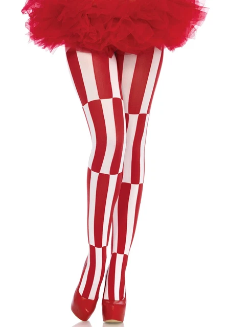 Woven Opaque Striped Optical Illusion Tights, Jester, Clown, Fairy Tale, Werid