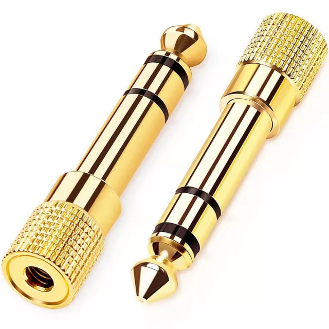 2 x Audio Adapter 3.5mm Jack 6.35mm Socket Kopfhörer Plug Konverter Gold Plated