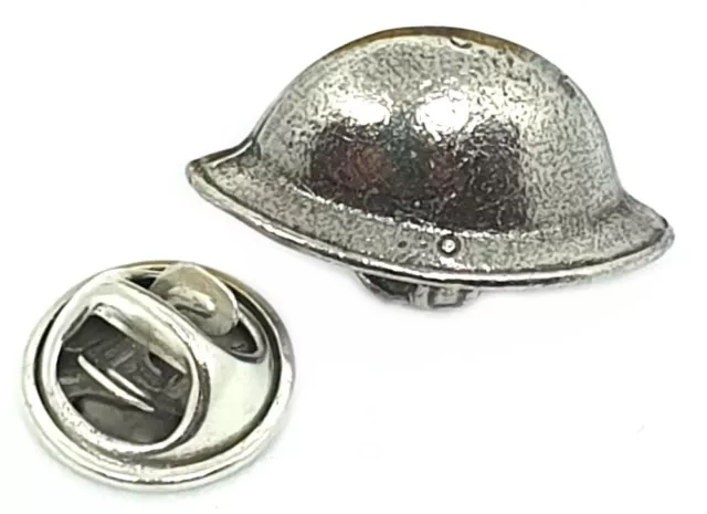 Hand Cast Fine English Pewter Pin Badge Military Army WW1 Tommy Helmet (≈25mm)