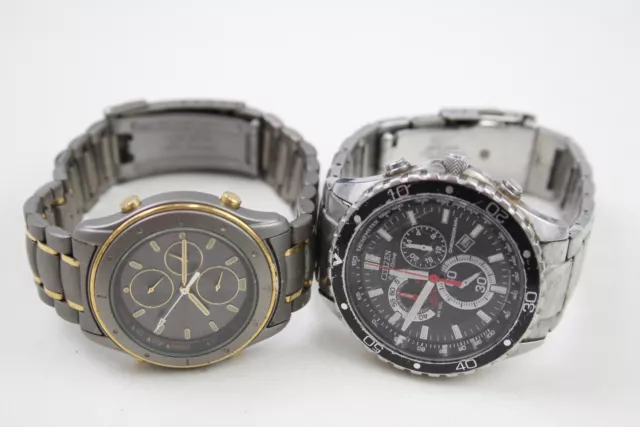 Mens Citizen Eco Drive Chronograph Wristwatches Solar Powered Untested x 2