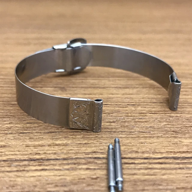 rare 10mm 14k White Gold-Filled Sturdy USA Cuff Art Nouveau Vintage Watch Band