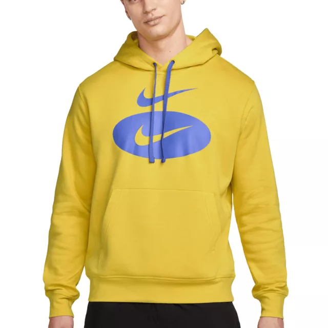 Nike Felpa da Uomo con Cappuccio Swoosh League Giallo Taglia L Cod DM5458-709