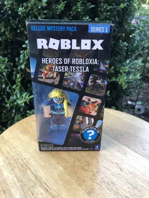  Roblox Action Collection - Heroes of Robloxia: Taser Tessla  Deluxe Mystery Figure Pack + Mystery Figure Bundle [Includes 2 Exclusive  Virtual Items] : Toys & Games