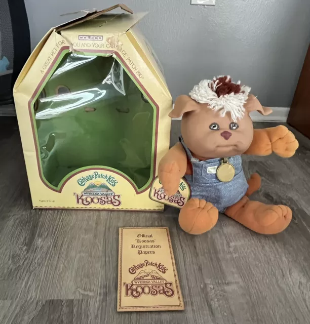 Vntg 1984 Cabbage Patch Kids Wykoosa Valley Koosas with Adoption Papers Orig Box