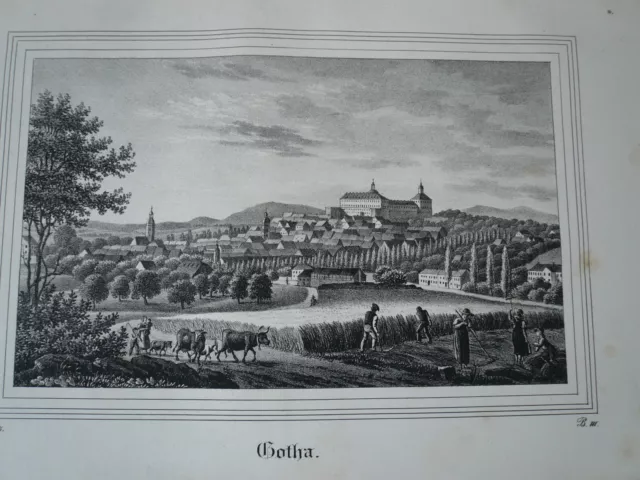 Gotha, anno 1835, aus Saxonia 	 	 	 "Gotha" Lithographie von E. Sommer bei Edu